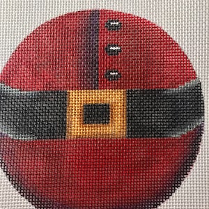 Hand Painted Needlepoint Canvas Santa Bubble Belly 4&quot; Ornament