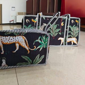 Handgjord quiltad bomullspåse för Mahjong | Förvaringsväska för Mahjongplattor | Resespelorganisatör | Present till Mahjongälskare | 22x11x6 tum