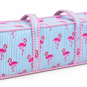 Bolsa de mahjong de algodón acolchada hecha a mano, estuche organizador de fichas con estampado safari flamingo print bag