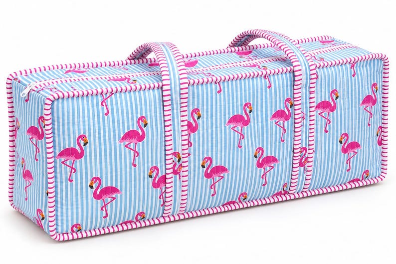 Bolsa de mahjong de algodón acolchada hecha a mano, estuche organizador de fichas con estampado safari flamingo print bag