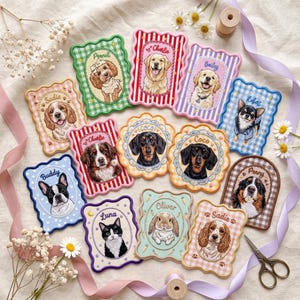 Personalisierter Hunde Portrait Patch, Gesticktes Geschenk für Hundeliebhaber, Benutzerdefinierter Hund Katze Patch, Foto Stickerei Applikationen, Haustier Liebhaber Geschenke Andenken