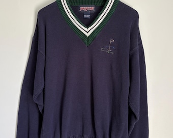 Vintage Jansport Golf V-Neck Sweater - L