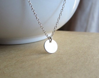 Tiny Sterling Silver Disc Necklace, simple silver necklace, everyday necklace, petite dainty jewelry, minimalist jewelry