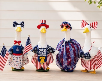 Patriotic Porch Goose Outfit, Independence Day Costume, Americana Garden Decor