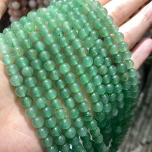 Natural Green Aventurine Round Beads - Semi-Translucent Stone for DIY Jewelry Making & Bracelet Accessories
