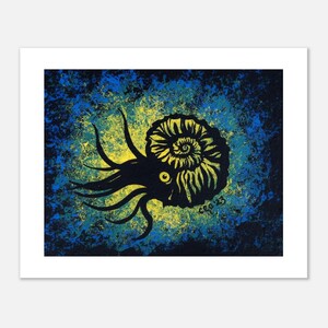 Age of The Ammonite - Dark Art, Ocean Art, Ocean Decor, Deep Sea, Decor, Fine Art Poster 20x25 cm / 8x10″