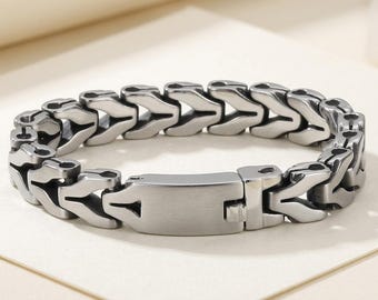 Men's 12mm Heavy Wide Chain Link Stainless Steel Bracelet Bangle, Gift Box Included