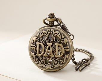 Steampunk Bronze Pocket Watch for Men, Hand-Winding Mechanical, Casual Father's Day Gift