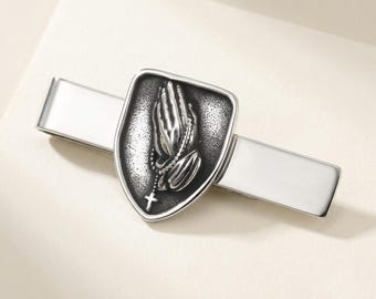 Stainless Steel Eagle Shield Tie Clip for Men - Elegant Silver Tie Bar