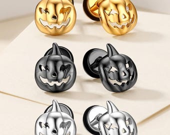 Halloween Skull Pumpkin Stainless Steel Stud Earrings Set for Men and Women