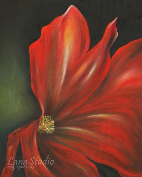 Crimson Rapture Original Oil Painting on Gallery Wrapped | Etsy