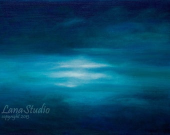 Blue Tranquility- Original Oil Abstract Painting  Signed  Prints