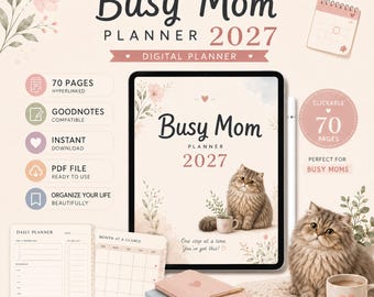 Busy Mom Digital Planner 2027 | Hyperlinked GoodNotes| Family, Finance & Meal
