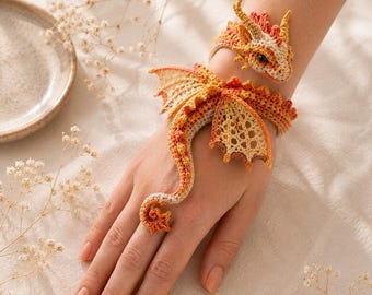 Wrist Dragon Amigurumi Crochet Pattern, Wearable Dragon PDF, Fantasy Crochet Bracelet, Dragon Cuff Pattern