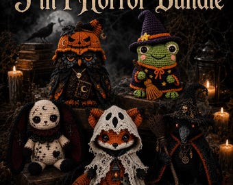 Halloween Amigurumi Virkmönster Bundle PDF, Gotiska Spöklika Virkade Plyschmönster Digital Nedladdning