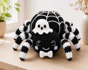 Halloween Spider Crochet Pattern, Ghost Spider Amigurumi PDF, Cute Spooky Crochet Decor, Digital Download