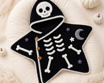 Halloween Star Baby Blanket Crochet Pattern, Little Reaper Hooded Wrap PDF, Baby Photo Prop, Spooky Star Blanket