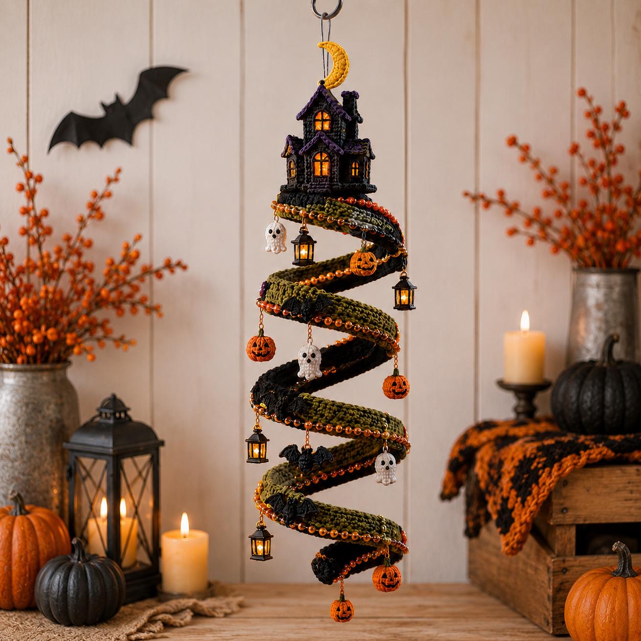 Halloween Haunted House Spiral Mobile