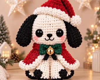 Christmas Puppy Crochet Pattern, Santa Dog Amigurumi, Festive Holiday Plush, Cute Christmas Decor, Digital PDF