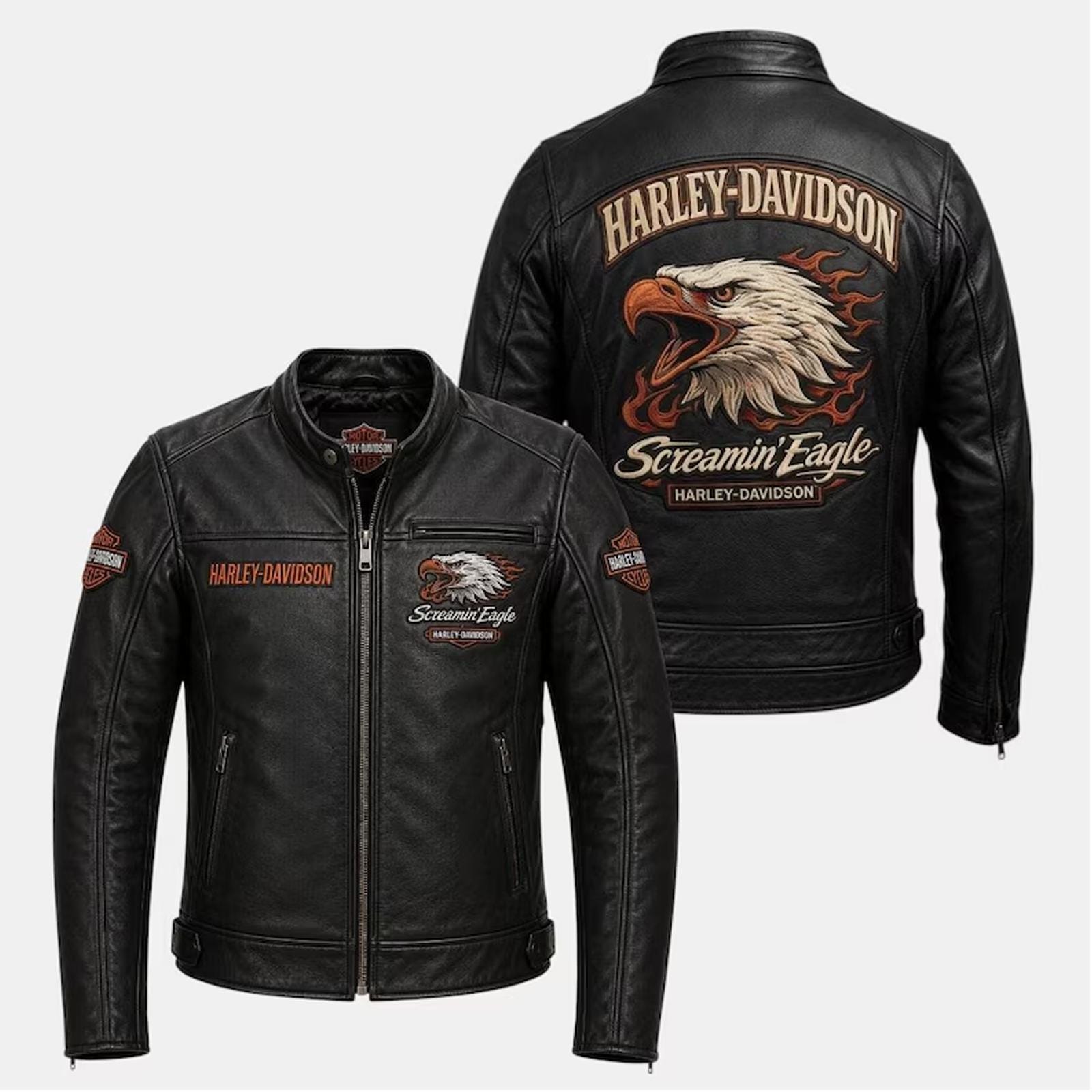 Harley Davidson Leather Jacket Eagle - Etsy