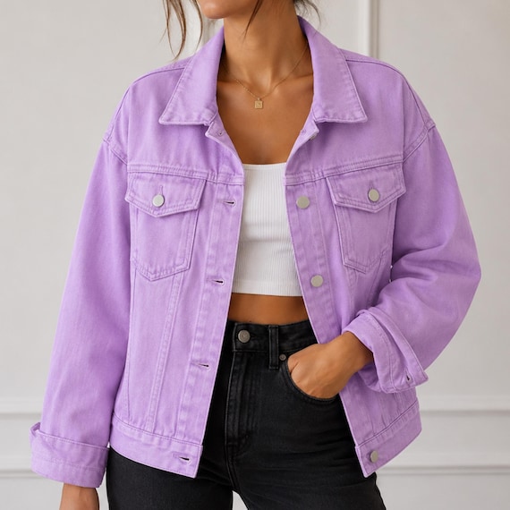 Oversized Women's Denim Jacket, Loose Fit Casual Jean Coat, Lightweight Spring Outerwear
