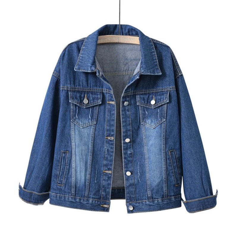 Oversized Women's Denim Jacket, Loose Fit Casual Jean Coat, Lightweight Spring Outerwear image 15