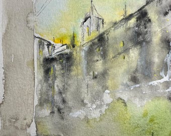 Sizilianischer Barock | Original-Aquarell- und Tuschemalerei | Kunstwerk Nr. 860