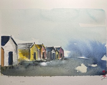 Am Ufer | Original-Aquarellgemälde | Kunstwerk Nr. 916