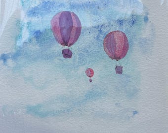 Ins Blaue treiben | Original-Aquarell- und Tuschegemälde | Kunstwerk Nr. 855