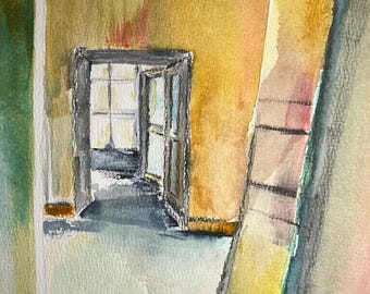 Innenraum | Original-Aquarellgemälde | Kunstwerk Nr. 901