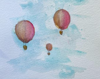 Le Mongolfiere | Original-Aquarell- und Tuschezeichnung | Kunstwerk Nr. 856
