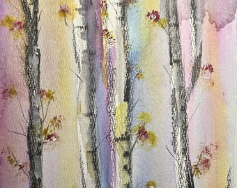 Wald | Original-Aquarell- und Tuschezeichnung | Kunstwerk Nr. 929