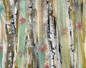 Betulle in Fiore | Original-Aquarell- und Tuschezeichnung | Kunstwerk Nr. 869