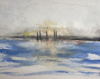 Vele nella Foschia | Original Aquarellmalerei | Kunstwerk Nr. 863