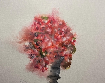 Blumenstrauß im Stein | Original-Aquarellgemälde | Kunstwerk Nr. 875