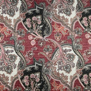 Premium Italian Polyester “Bordeaux Palazzo” – Baroque Paisley Fabric – 145 cm