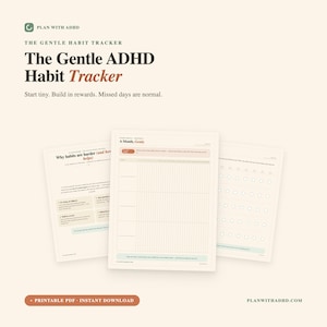 Utskrivbar ADHD-vanespårare | Skonsam odaterad vanespårare i PDF-format | Belöningsbaserad, utan skuldkänslor | Direkt nedladdning