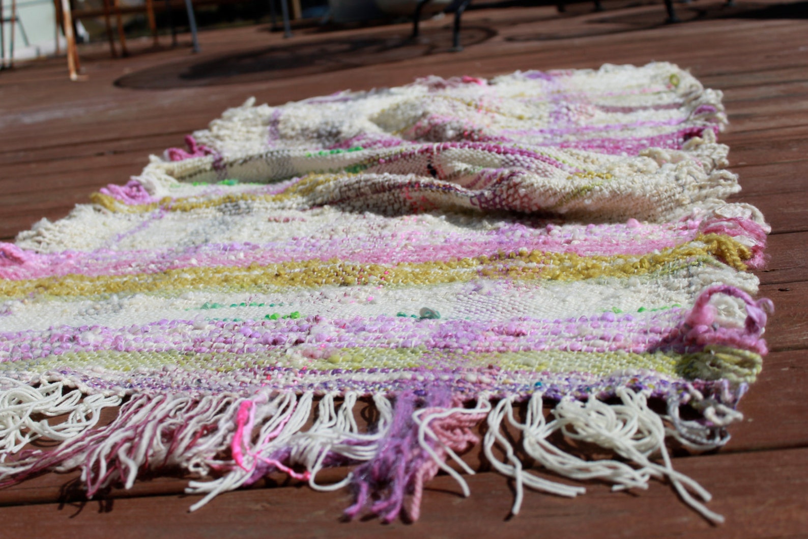 HANDMADE Woven Wool Throw Blanket With Fringe Afghan Etsy