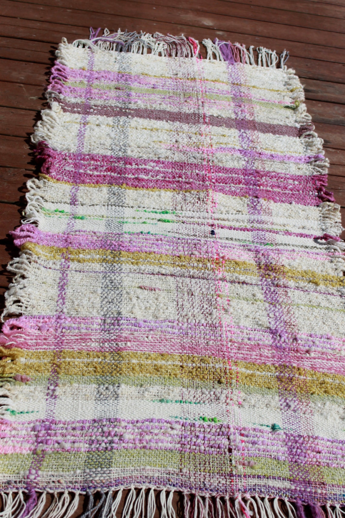 HANDMADE Woven Wool Throw Blanket With Fringe Afghan Etsy