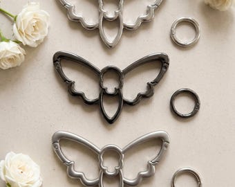 Butterfly Carabiner Keychain, Silver Metal Wing Clip, Cute Key Ring Holder, Bag Charm, Purse Hook, Car Keys Organizer Gift
