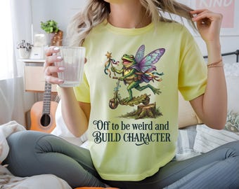 Off to Be Weird and Build Character PNG, Funny Fairy Frog Scooter PNG, Whimsical Fantasy Lover PNG, Back To School Gift (Digital Download)