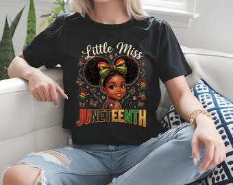 Little Miss Juneteenth Shirt Black African June 19th Girls, Juneteenth PNG, Black Girl Magic, Freedom Day Kids PNG, African American Girl