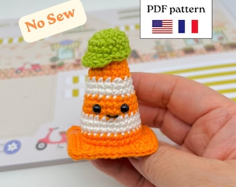 Virkat mönster för trafikkoner | Amigurumi-trafikkon | Virkmönster för vägarbeten | Byggkon PDF-nedladdning (engelska och franska)