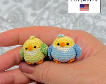 Häkelanleitung für einen Mini-Vogel (PDF, englische US-Begriffe) | Niedlicher Papagei Amigurumi | Häkelanleitung für ein winziges Kawaii-Plüschtier