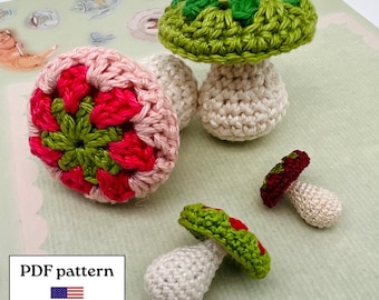 Häkelanleitung für einen Granny-Pilz (PDF, US-Englisch) | Granny Square | Mini-Häkelpilz