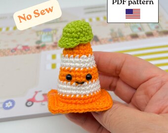 Häkelanleitung für einen Verkehrskegel | Amigurumi-Verkehrskegel | Häkelanleitung für Baustellen | Baustellenkegel als PDF-Download (Englische US-Begriffe)