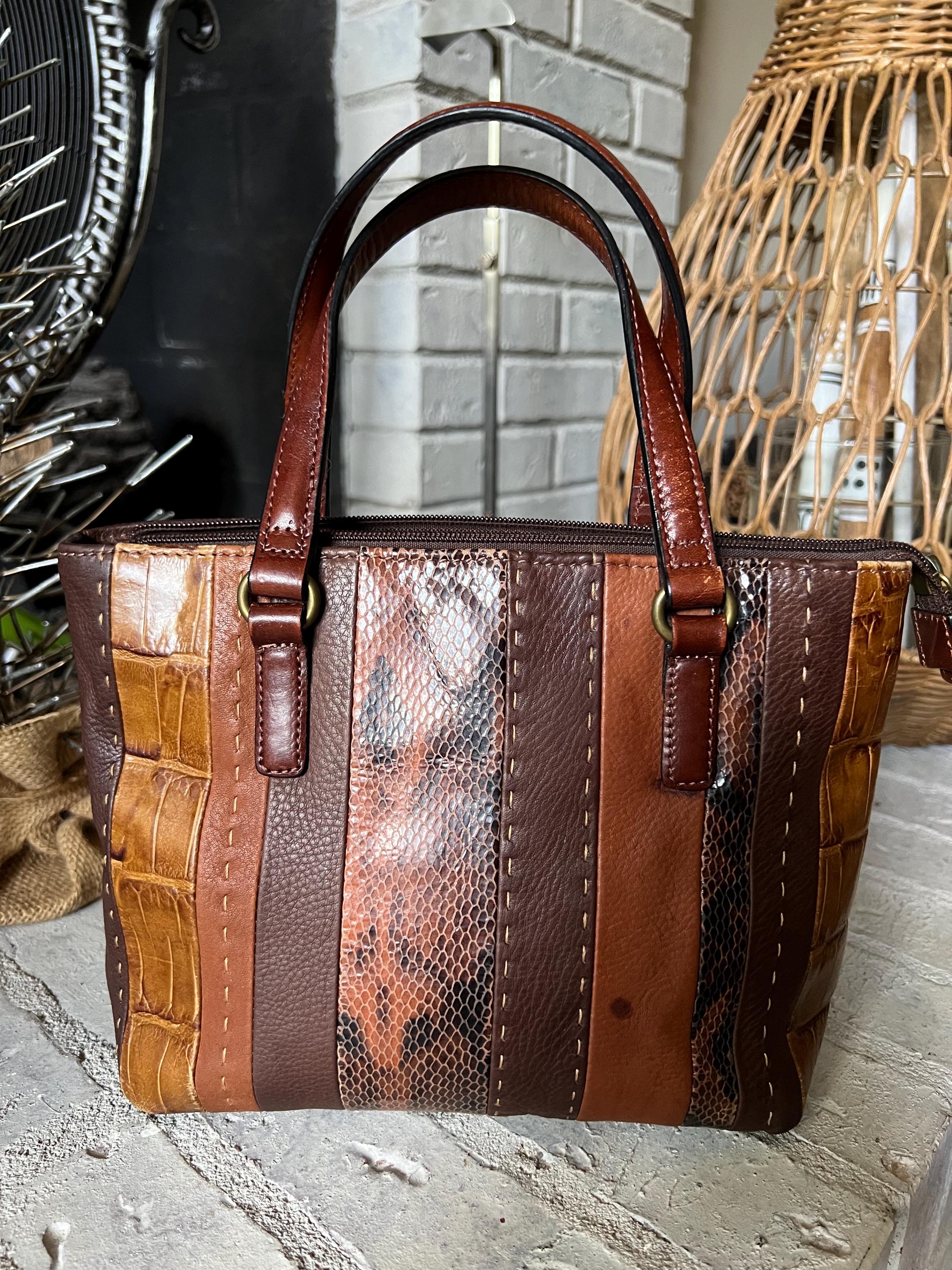 Vintage Patchwork Fossil Bag Leather - Etsy