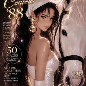 Golden Contour ’88 – 50 Luxury Beauty & Fashion Reference Images | Golden Glamour Mood Board | AI Digital Download