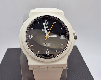 A Vintage Rare 1990s Fortis "Logo" Swiss Quartz Watch Ref. 425.70.99 - White & Black Minimalist Colorway