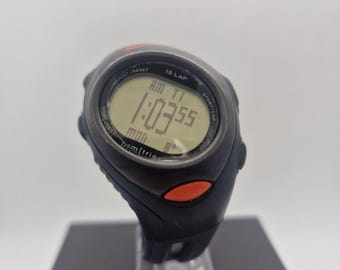 Vintage Nike HRM Triax 15 Lap Digital /Y2K Gorpcore Sports Watch SM0002 Black &Orange Colourway